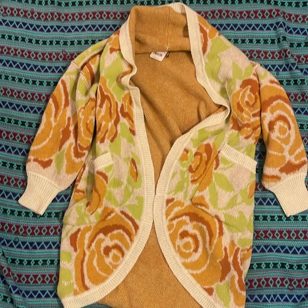 โจBNWT๐ธ Free People BL๐ธ๐ธM Cardigan orange lime combo SOLD OUT! XS OVERSIZED - Picture 3 of 11